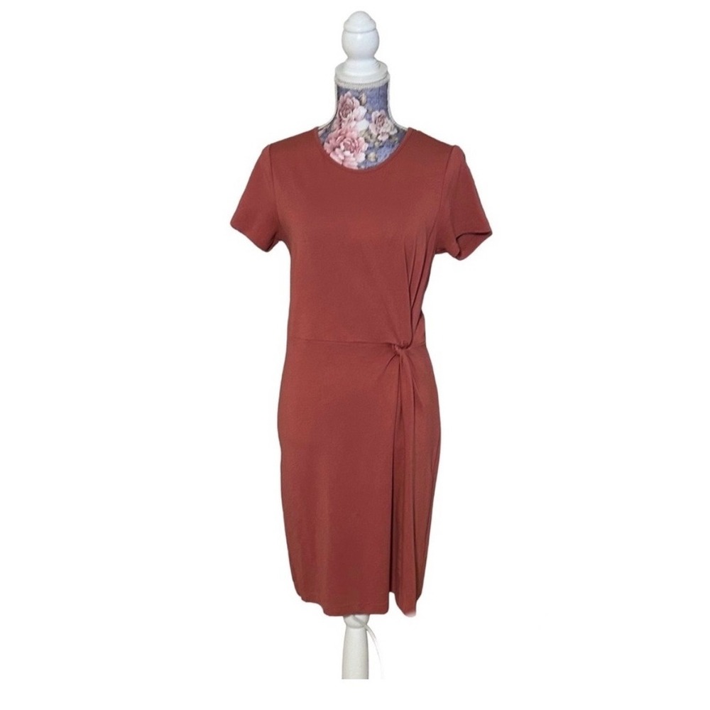 Old Navy Womens Rust Orange Twist Front Short Sleeve Sheath Jersey Dress Size M
